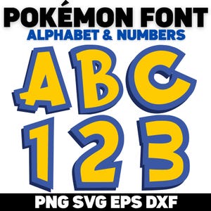 Pokemon font Svg, Pokemon alphabet, Anime Svg Bundle, Cartoon Letters Svg Cricut, Birthday shirt Diy Svg, Baby shirt Diy Anime Layered Svg