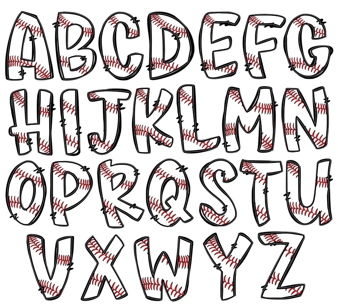 Baseball Doodle Letters Png, Alphabet Clipart Png, Baseball Hand Drawn ...