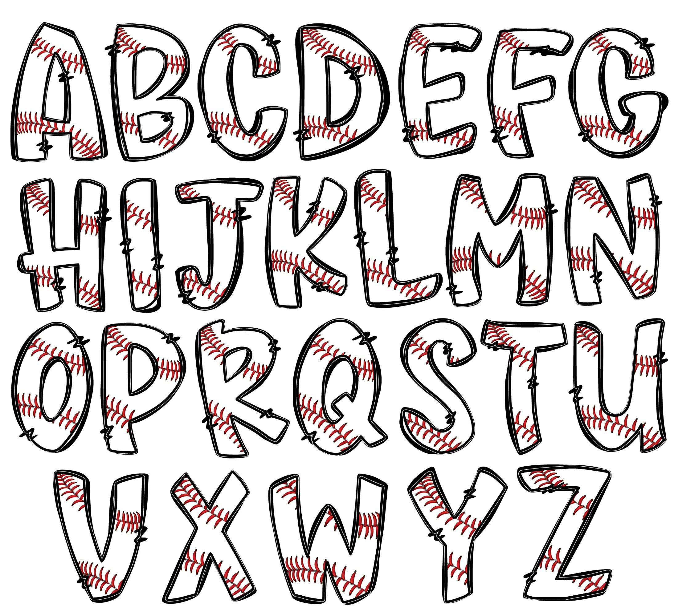 Baseball Doodle Letters Png, Alphabet Clipart Png, Baseball Hand Drawn ...