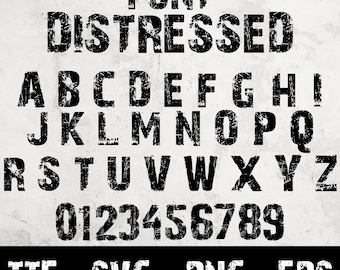 Distressed Font Svg, Distressed Alphabet Svg, Distressed Number, Vintage Font, Grunge Font, Png, TTF, Instant Download
