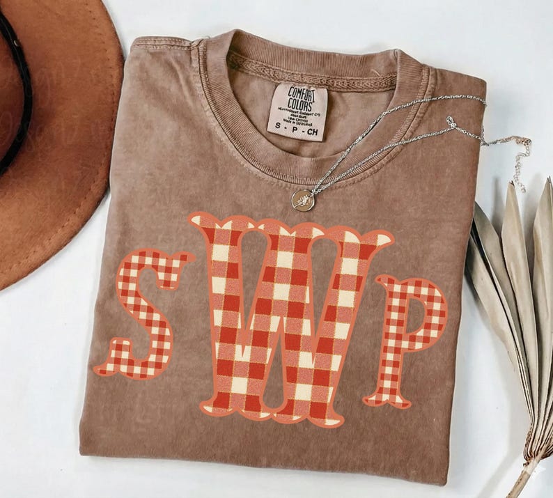 Red Gingham Fishtail Monogram Alphabet PNG, Fishtail Font Initial ...