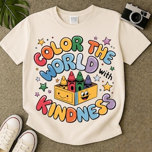 Color the World with kindnes Crayons Png Sublimation, Colorful Crayons Png, Back to School Png, Mental Health Awareness Png, Be Kind Png