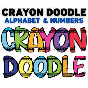 Back to School Crayon Alphabet Doodle Graphics Png, Alpha Doodle, Crayon Png, Faux Crayon, School Alphabet, Letters Colorful Crayon Alphabet