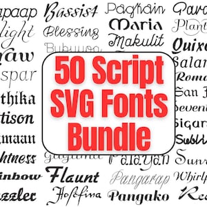 50 Script SVG Fonts Bundle, Font Bundle svg Heart font, Canva Font, Script Font, Digital Fonts, Procreate Fonts, Crafting font, SVG Font