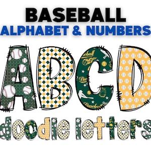 Baseball Doodle Alphabet Sport Letters Png, Baseball Alphabet & Numbers, Sports Doodle Letters Clipart Png, Crafts Png, Classroom Decor Png