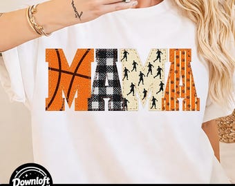 Patchwork Basketball Mama PNG, Basketball Mama PNG, Diseño de sublimación Patchwork, Camiseta de moda para mamás para el día del partido PNG, Día de la Madre PNG