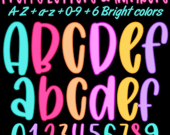 Preppy Doodle Alphabet PNG Bundle: Bright School Clipart (Digital Download)