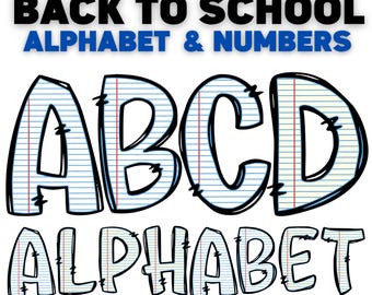 Alfabeto Doodle PNG de regreso a clases: Letras digitales, diseño de cuaderno (descarga instantánea)