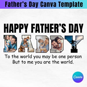 Custom Father’s Day Canva Template, Personalized Gift For Daddy, Custom Dad And Kids Photo PNG, Canva Editable Template, Happy Father&#39;s Day