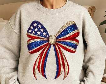 USA Coquette Bow PNG: 4th of July Patriotic Sublimation Design (Digital Download)