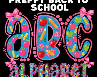 Preppy Teacher Alphabet Clipart PNG: Crayon Font, Letters (Digital Download)