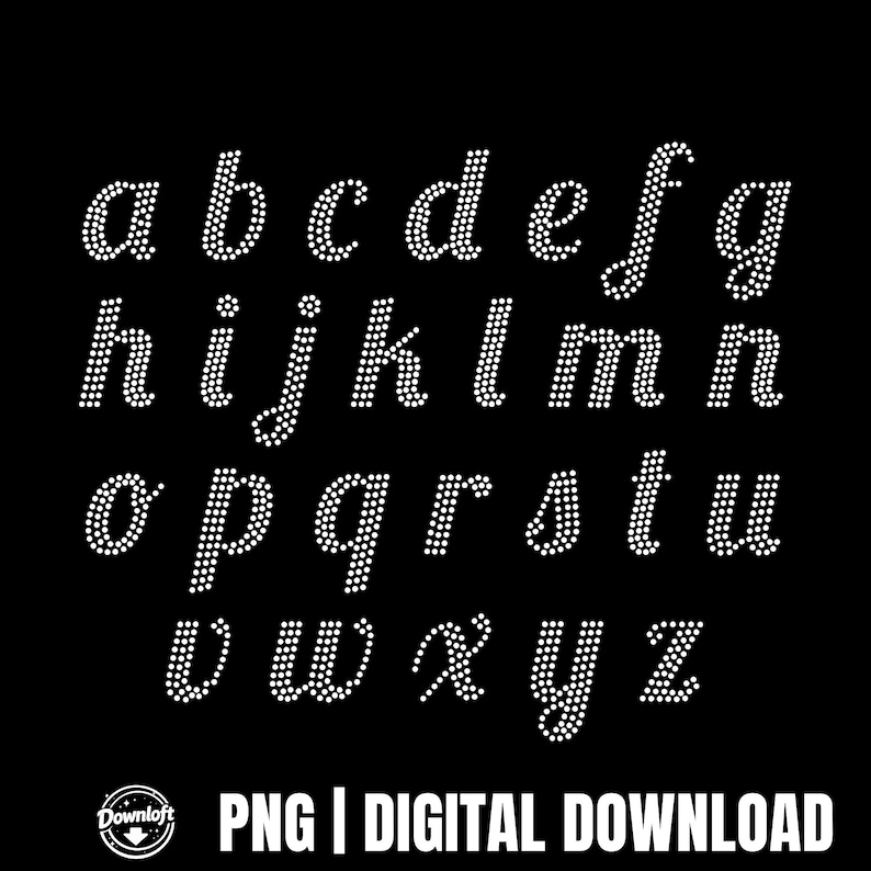 Cursive Rhinestone Template Svg Png, Rhinestone Font TTF OTF, Silhouette Cricut Svg, Template Download, Letters Wedding Gift, Rhinestones image 3