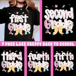 Preppy Back To School Bundle Png, First Day Of School Png, Coquette Teacher Png, Girl Shirt Sublimation Designs, Girly Checkered Sublimation