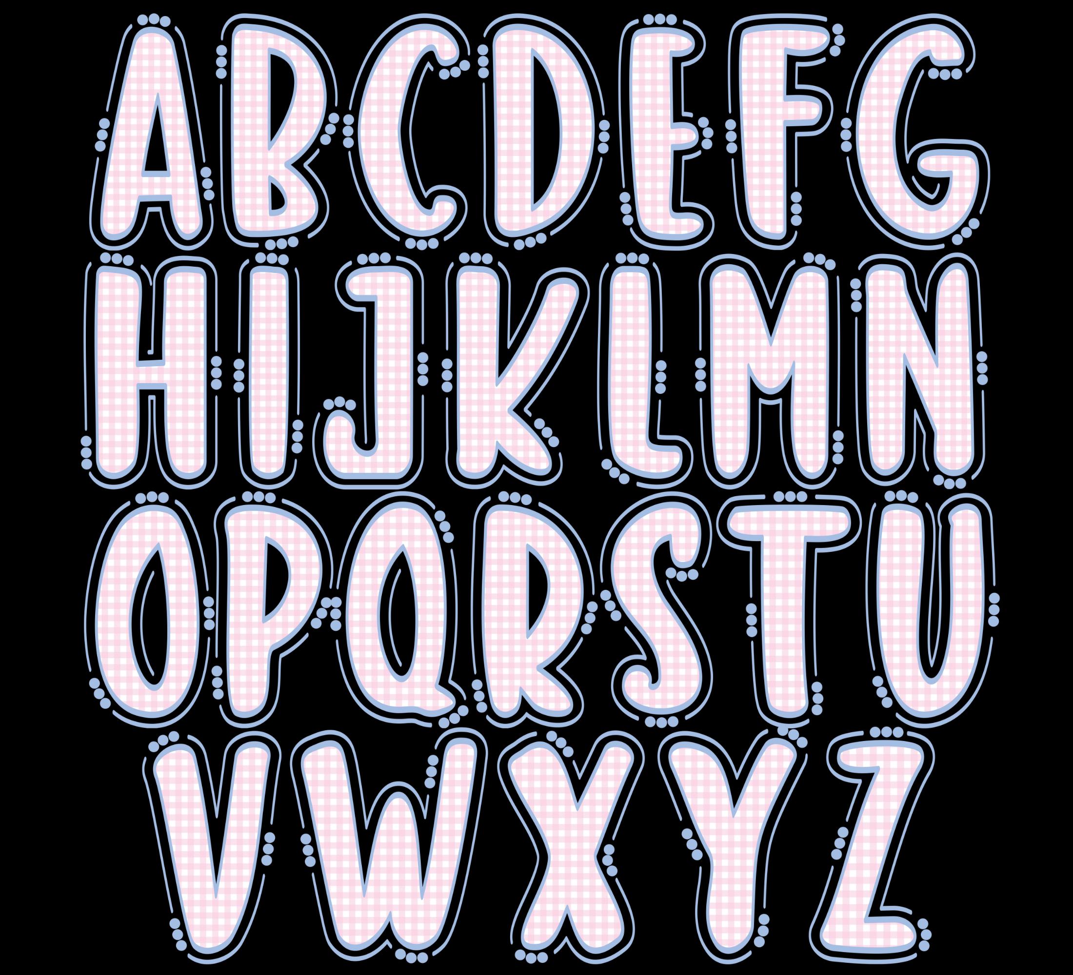 Grandmillennial Preppy Floral Alphabet Bundle Png, Floral Gingham ...