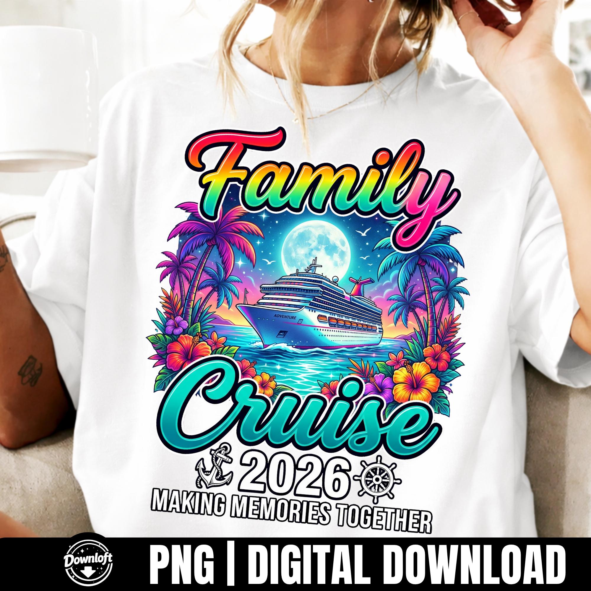 Family Cruise 2026 PNG Tropical Cruise Shirt Design Making Memories ...