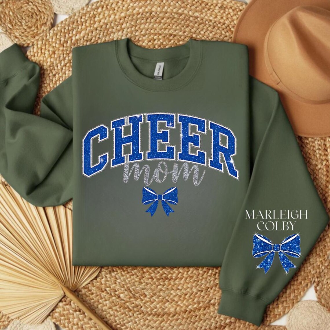 Personalized Cheer Mom Rhinestone PNG, Coquette Bow Faux Glitter ...