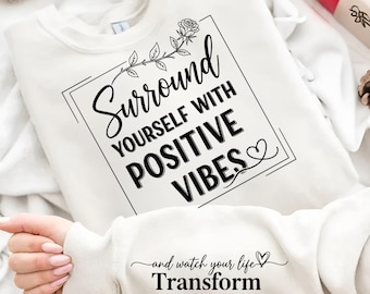 Frase inspiradora con vibras positivas en formato PNG, diseño bohemio de amor propio (descarga digital).