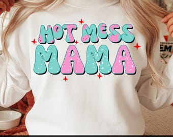 Hot Mess Mama Png: Leopard Print Mom Shirt Design (Digital Download)