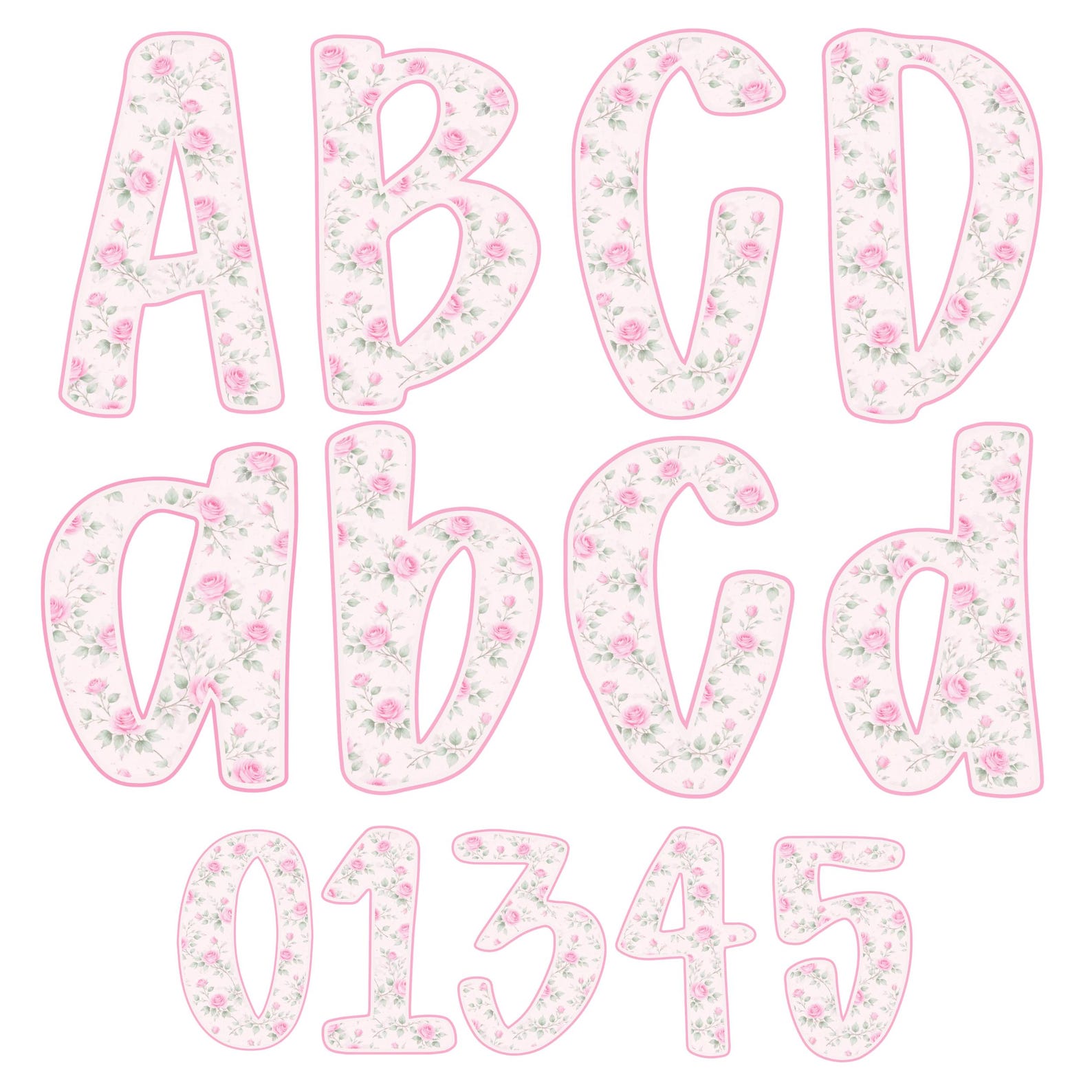 Grandmillennial Pink Floral Alphabet Bundle Png, Coquette Alphabet Png ...