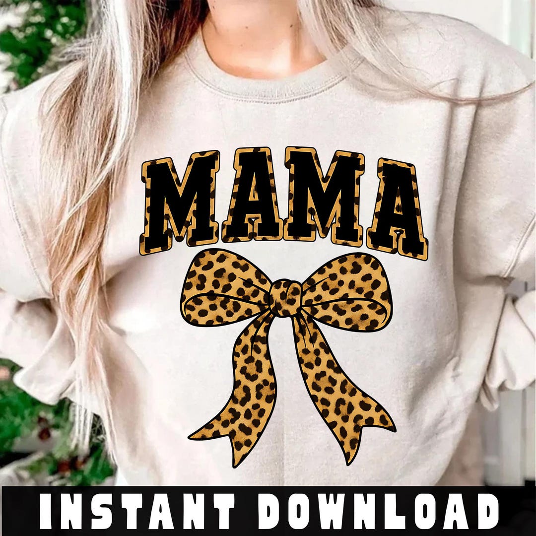 Mama Leopard Coquette Bow Png Leopard Bow Sublimation Design Varsity ...