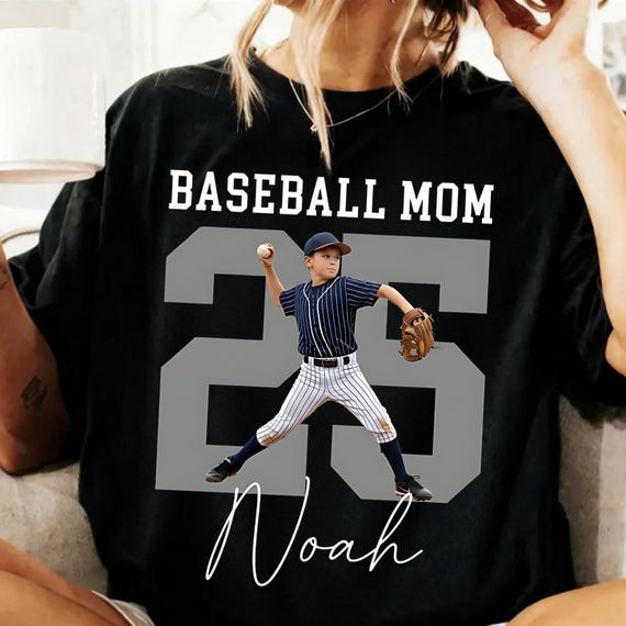 Personalized Baseball Mom Custom Photo Png, Vintage Baseball Mom Png, Baseball Player Png, Custom Number Gameday, Neutral Sports Design