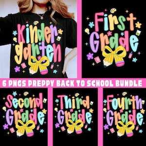 Preppy Back To School Bundle Png, First Day Of School Png, Coquette Teacher Png, Girl Shirt Sublimation Designs, Girly Checkered Sublimation
