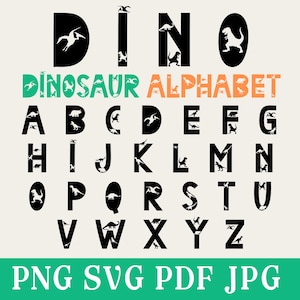 Bundle Alphabet Dinosaure SVG : police Dino, chiffres, lettres (TTF/OTF)