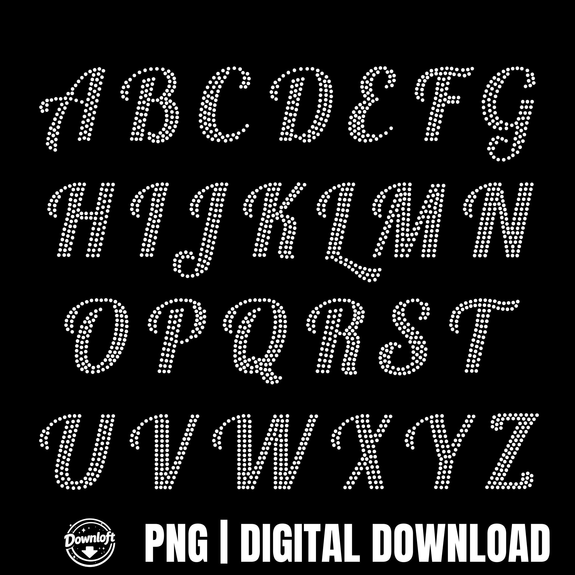 Downloadable Rhinestone Fonts Rhinestone Template Alphabets Svg Png, Rhinestone Font TTF OTF ...
