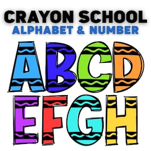 Back to School Doodle letters, Crayon Letters & Numbers Png, Crayon Doodle, School Supplies Clipart, Alpha Digital Download, Crayon school