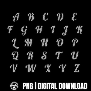 Cursive Rhinestone Template Svg Png, Rhinestone Font TTF OTF, Silhouette Cricut Svg, Template Download, Letters Wedding Gift, Rhinestones image 2