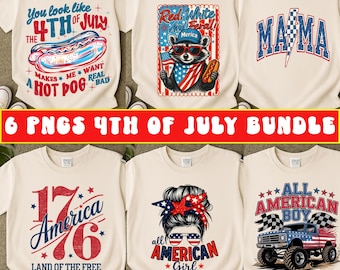 Retro 4th of July PNG Bundle: Coquette Patriotic Designs (Digital Download, 6 PNGs)
