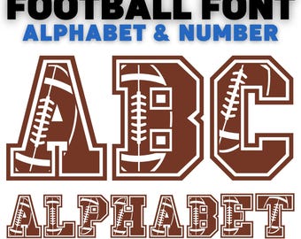 Football Alphabet & Numbers SVG Bundle: Varsity Font (PNG) (Digital Download