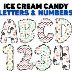 Ice Cream Candy Alphabet PNG, Alphabet Sublimation, Summer Alphabet Letters Bundle, Ice Cream Letters & Numbers, Ice Cream Clipart PNG