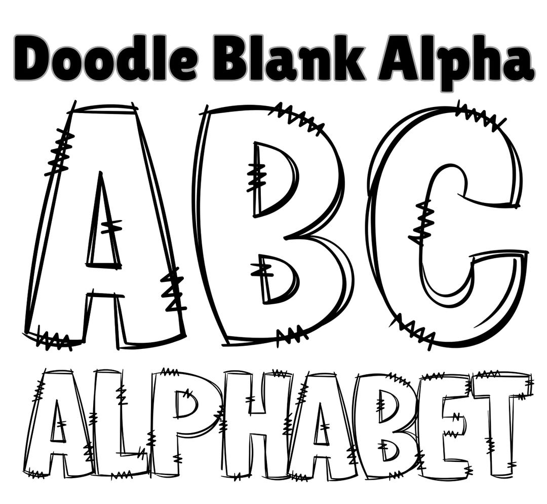 Doodle Blank Alphabet Outline PNG SVG, Hand Drawn Sketch Letter Clipart ...