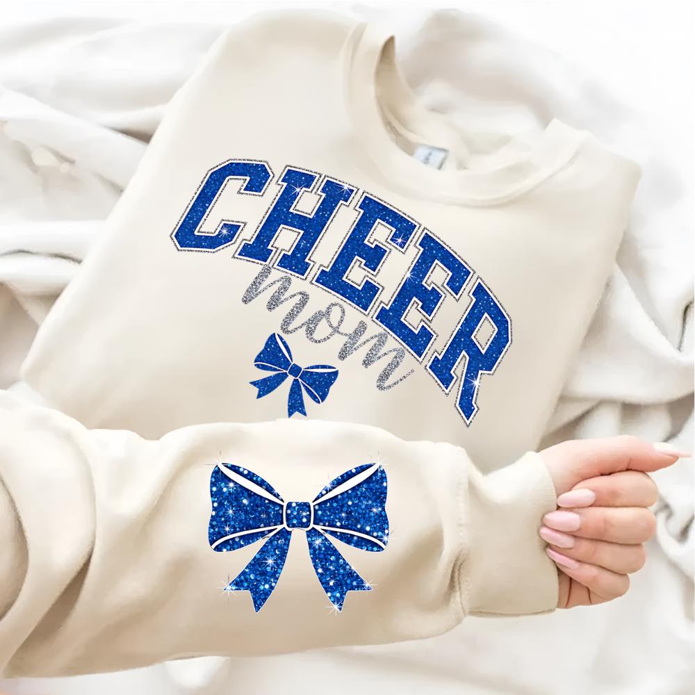 Personalized Cheer Mom Rhinestone PNG, Coquette Bow Faux Glitter ...