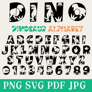 Bundle Alphabet Dinosaure SVG : police Dino, chiffres, lettres (TTF/OTF)