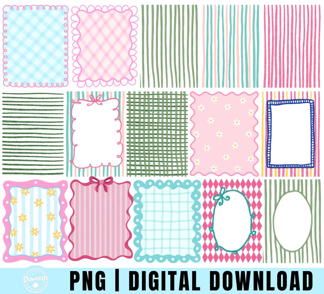 Coquette Bow Border Frames PNG, Hand Drawn Coastal Summer Frames ...