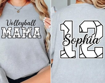 Custom Volleyball Mom Name & Number Design, Personalized Digital File for Shirts, Volleyball Team Png, Gift for Mom High School Cheer Png