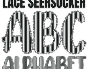 Lace Alphabet black Png, Seersucker Lace Alphabet PNG, black Lace Alpha Set, Seersucker Alphabet Black Png, PNG Font, Sublimation Design