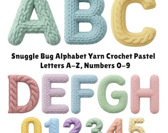 Knitted Alphabet Png, Faux Crochet Alphabet PNG, Pastel Yarn Letters, Latch Hook Yarn Faux Style, Cozy Brown Knitted Letters, Crochet Font
