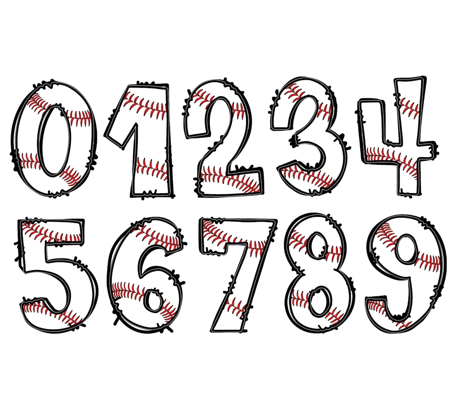 Baseball Doodle Alphabet PNG: Hand-drawn Letters Clipart (digital ...