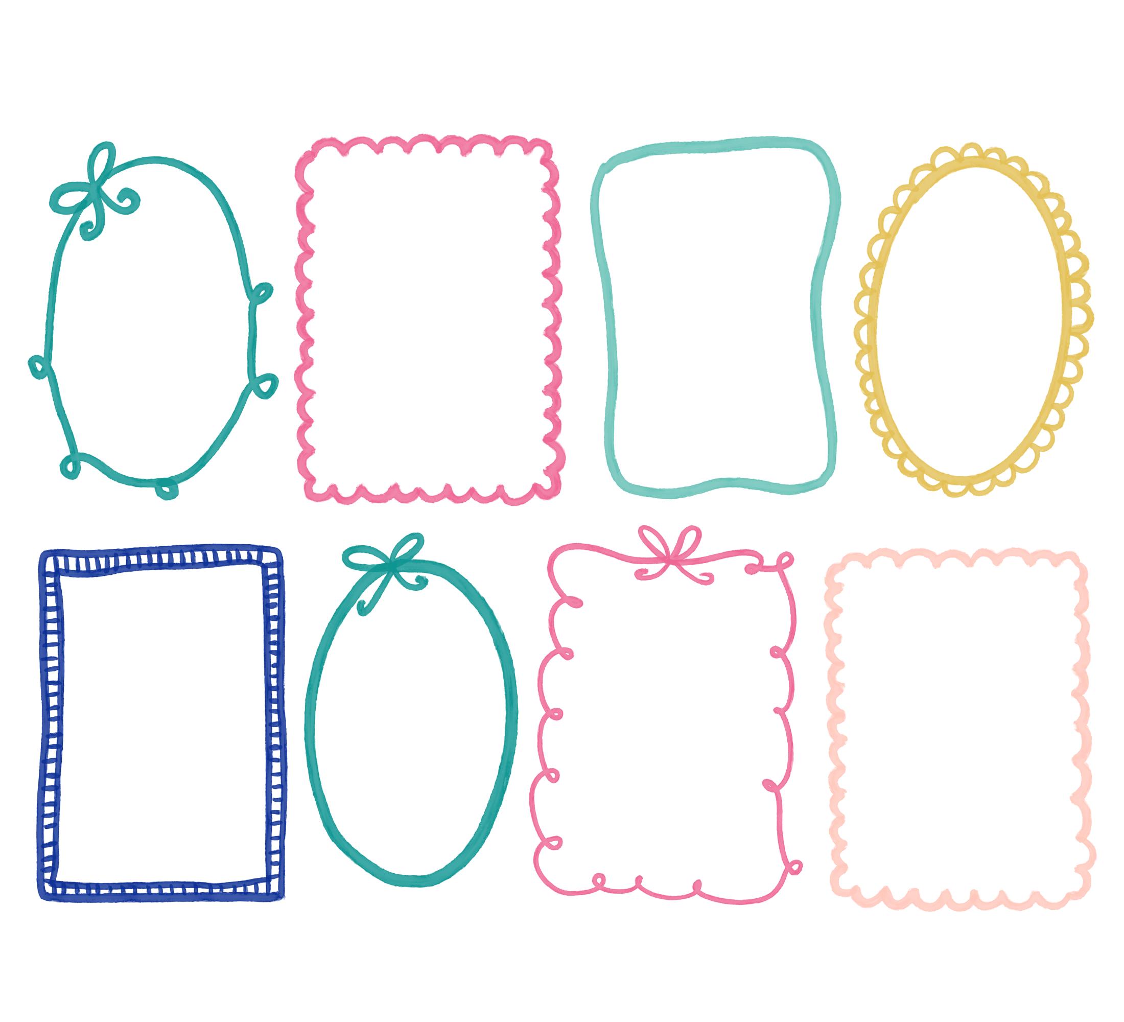Coquette Bow Border Frames PNG, Hand Drawn Coastal Summer Frames ...