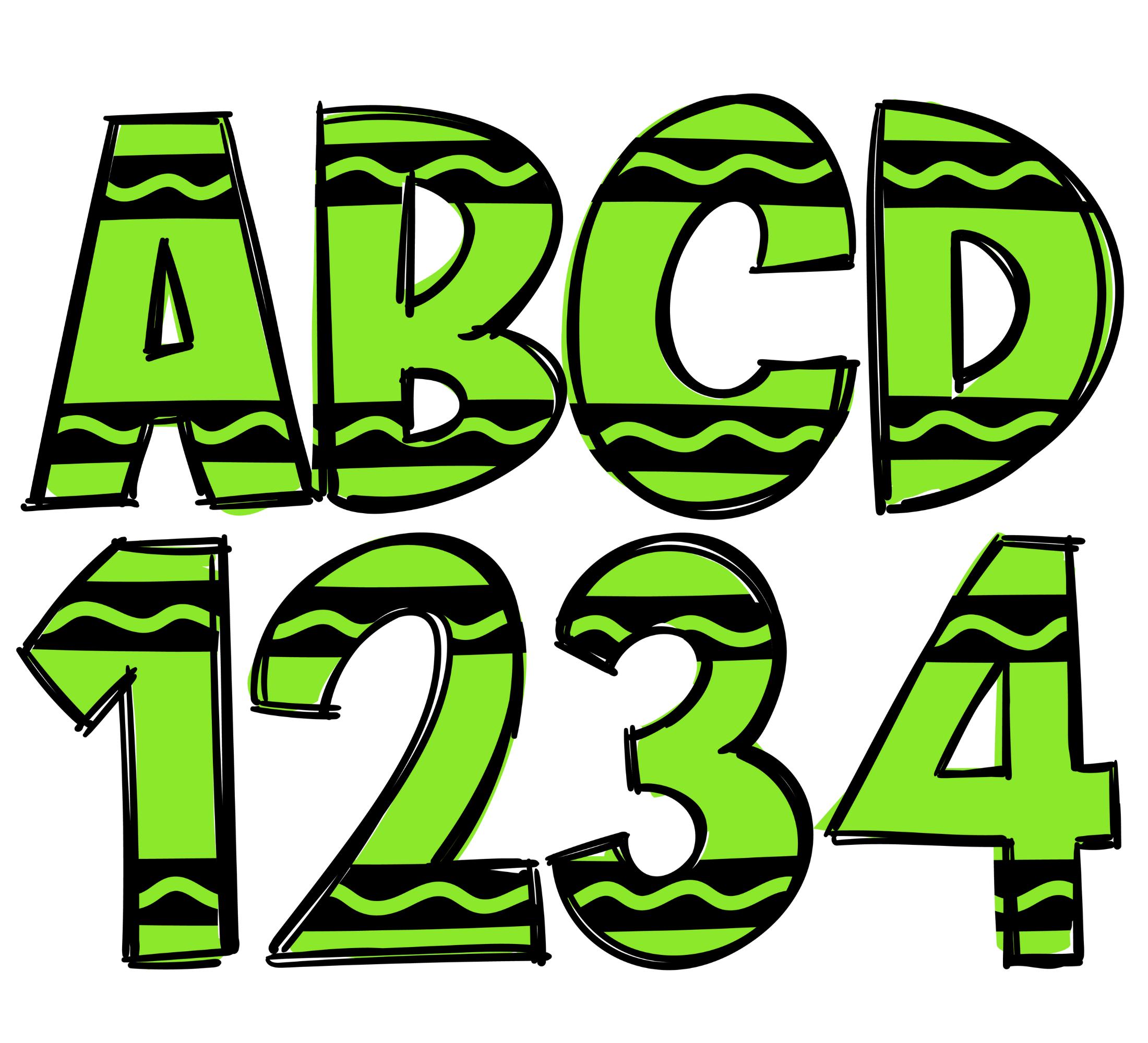 Crayon Doodle Letters & Numbers PNG: Back to School Clipart (digital ...