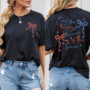 Land of the Free Because of the Brave SVG PNG, Coquette Memorial Day Svg, America svg, Patriotic svg, Independence Day Png, Retro USA Png