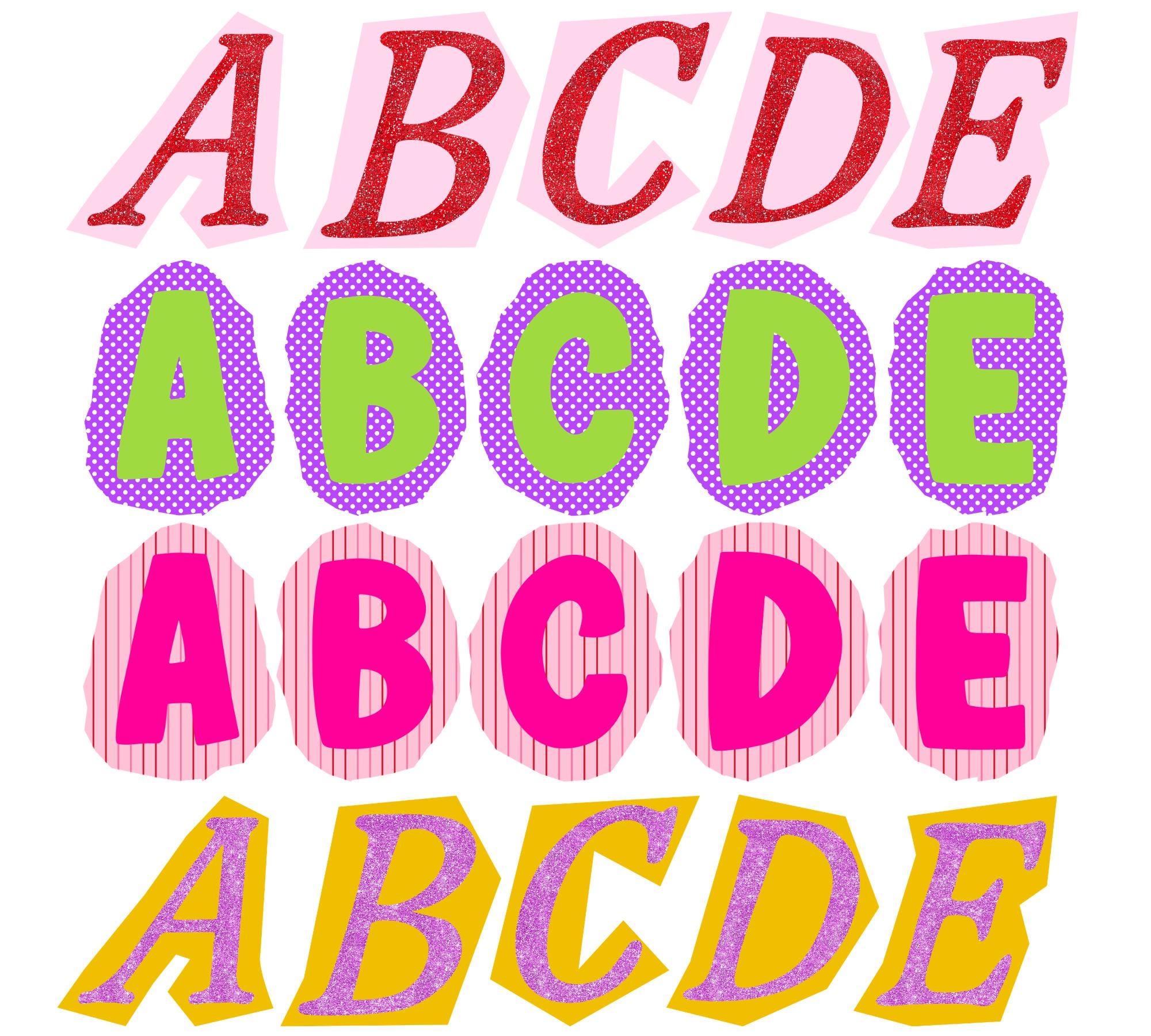 Preppy Ransom Note Alphabet PNG, Doodle Alphabet Bundle, Scrapbook ...