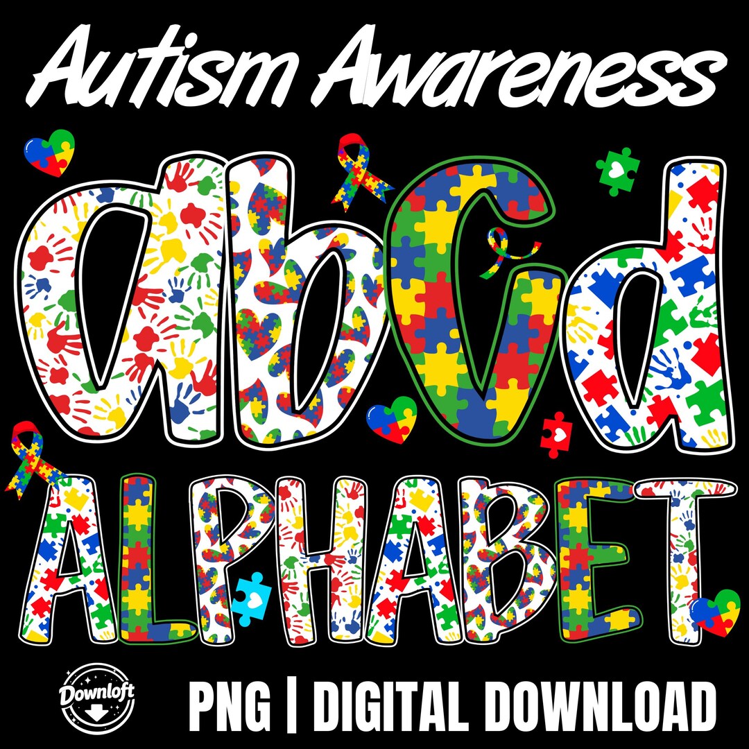 Autism Doodle Alphabet Bundle Png, Autism Awareness Teacher Alpha ...