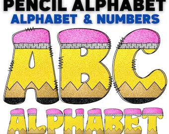 Pencil Doodle Font: Hand-Drawn Alphabet PNG (Digital Download)