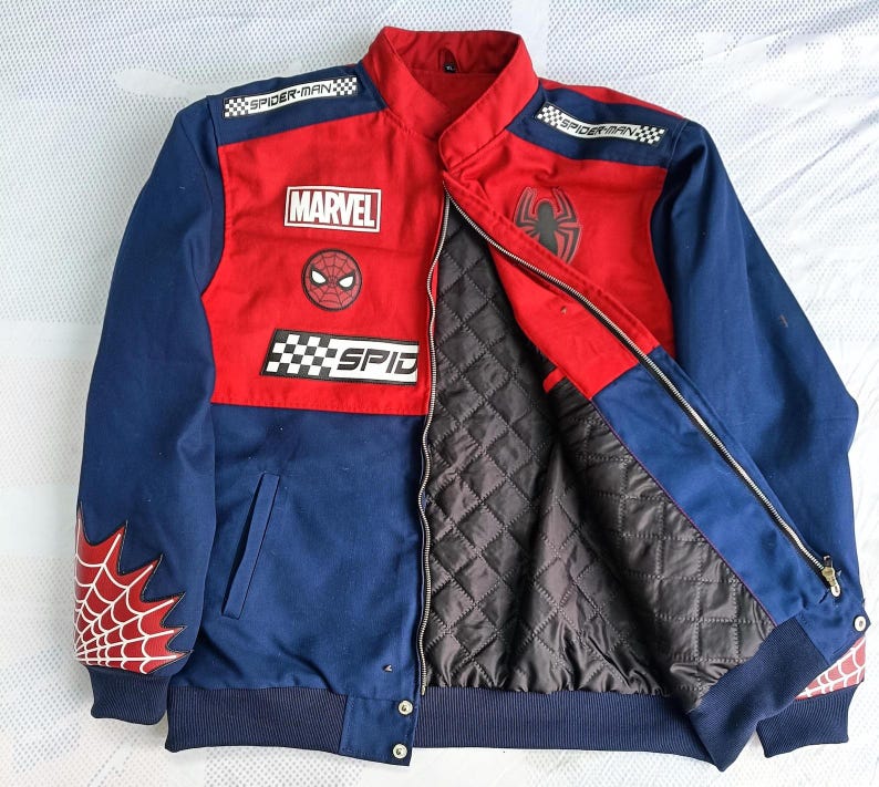 Spider Man Jacket, Spider Man Costume, Spider Man Cosplay, Peter Parker Inspired Jacket, Varsity Jacket, Superhero Jacket, Superhero Cosplay, Comic-Con Costume, No Way Home Jacket, Spider-Man Movie Outfit, Cosplay Costume, Men Cosplay, Unisex Cosplay, Bomber Jacket, Comic Book Jacket, Halloween Costume, Superhero Outfit.