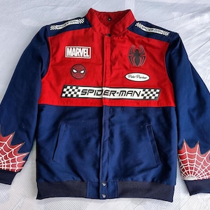 Spider Man Jacket, Spider Man Costume, Spider Man Cosplay, Peter Parker Inspired Jacket, Varsity Jacket, Superhero Jacket, Superhero Cosplay, Comic-Con Costume, No Way Home Jacket, Spider-Man Movie Outfit, Cosplay Costume, Men Cosplay, Unisex Cosplay, Bomber Jacket, Comic Book Jacket, Halloween Costume, Superhero Outfit.