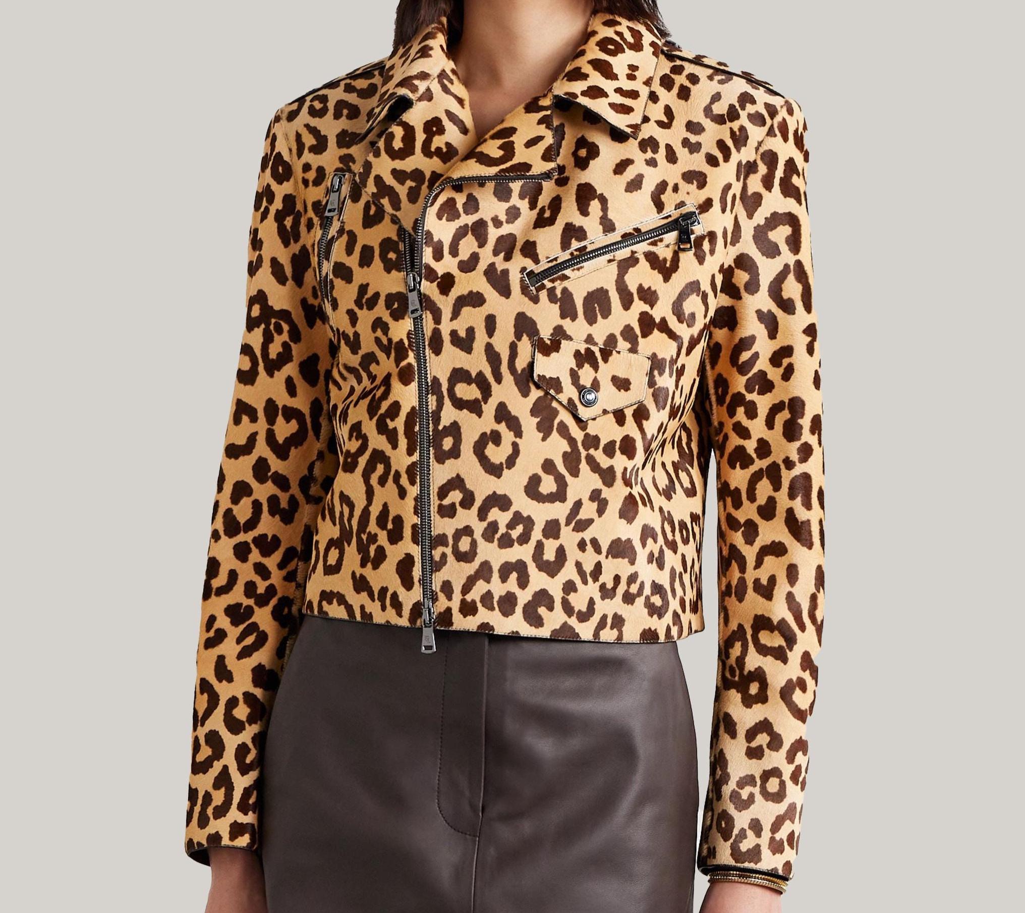 80₋90s leopard leather jacket レオパード柄 Vintage 80's Reversible Snow Leopard Leather Hooded Jacket